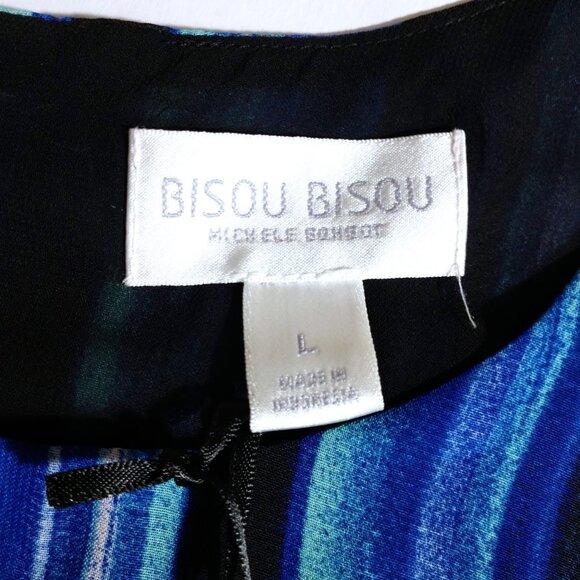NWT Bisou Bisou Women's Blue/Black Stripe Tank Top Shirt L Large - Picture 5 of 9